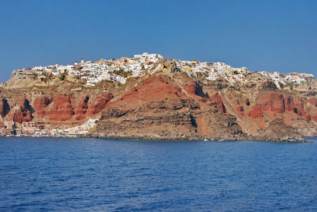 圣托里尼, 希腊 从火山口的伊亚村的看法