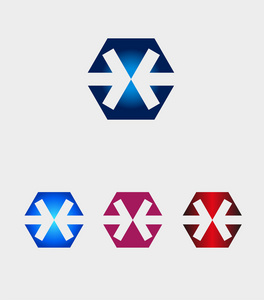 六角形徽标和箭头图标