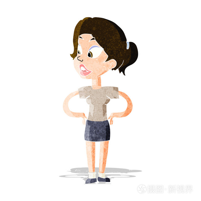 卡通女人双手叉腰