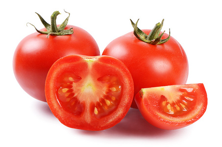 红色新鲜的西红柿上白色孤立
