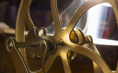 曲柄轴和机械的铜轮滑轮