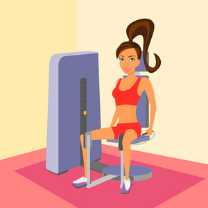 在健身房锻炼在一台机器上的女人