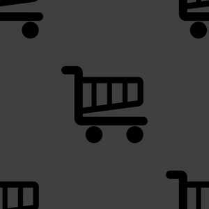 购物篮 web 图标。平面设计。无缝模式