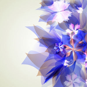 抽象艺术背景与蓝色花卉元素