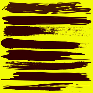 向量集的垃圾在黄色背景上的画笔描边