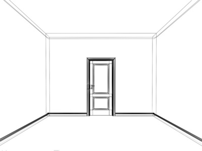 抽象素描设计的室内空荡荡的房间