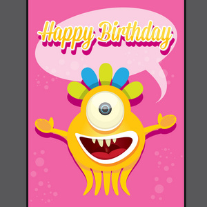 怪物聚会生日快乐卡设计模板图片