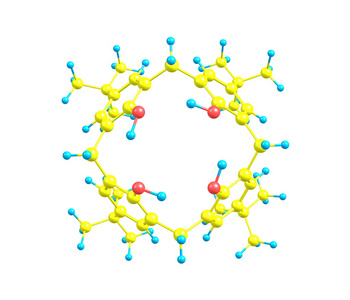 碳烷杯芳烃分子上白色孤立照片