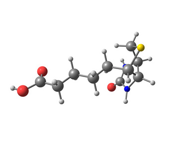 生物素 b7 分子的结构，在白色背景上