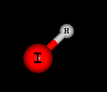 碘化氢 hi 分子结构在黑色背景上