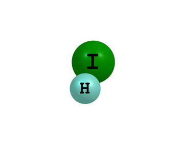 碘化氢 hi 分子的结构，在白色背景上