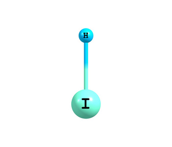 碘化氢 hi 分子的结构，在白色背景上