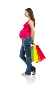 孕妇与购物袋
