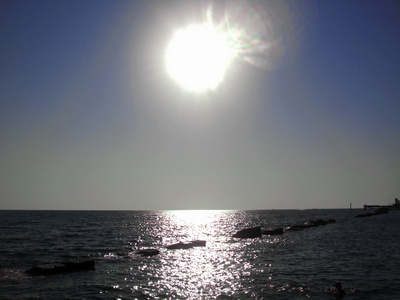 夏天海同小波浪落日