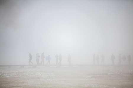 晨雾中黄石国家公园旅游