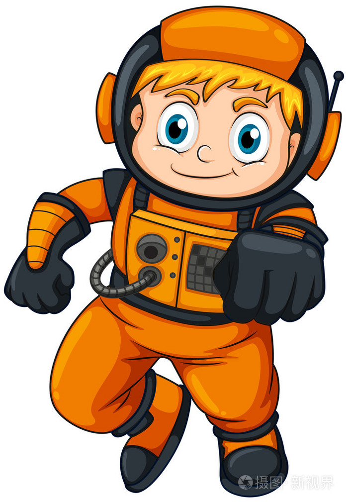 一名宇航员穿着橙色的衣服