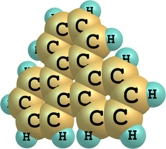 在白色的苯并菲分子结构模型