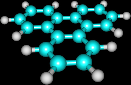 在黑色的苯并菲分子结构模型图片