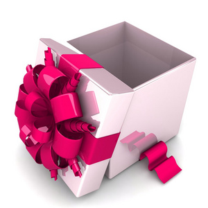 打开礼品盒，用粉红色的丝带，像一件礼物