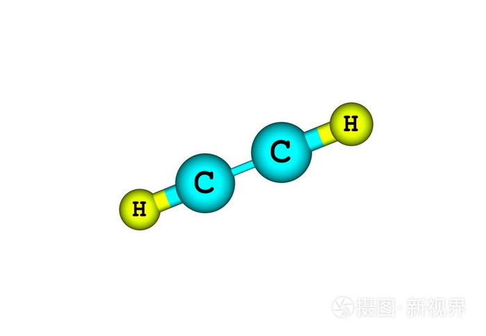 乙炔分子结构上白色孤立