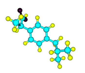 布洛芬分子结构在白色背景上