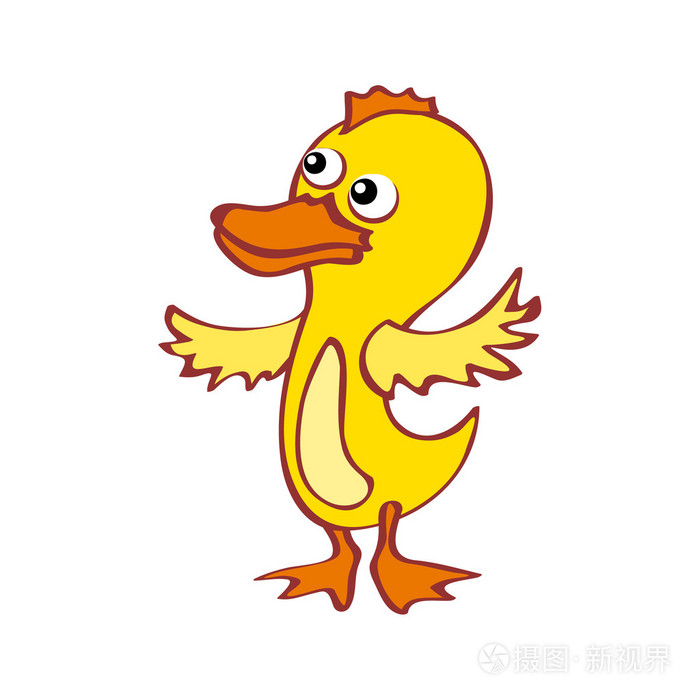 手绘漫画矢量野鸭插画