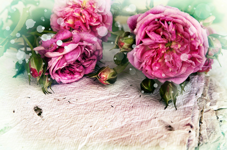 粉红玫瑰和手工纸