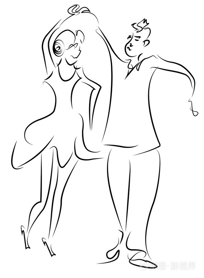 两个跳舞的人简笔画图片