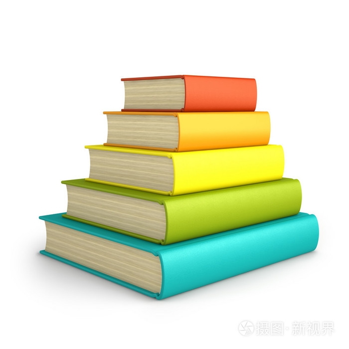 堆栈的孤立在白色背景的彩色图书