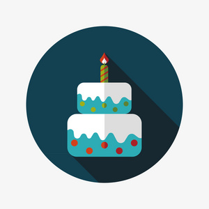 带有长长的影子，eps10 的生日蛋糕平图标