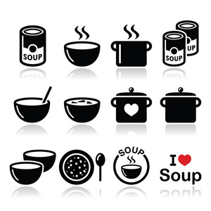 汤在碗里，大可和锅食物图标集