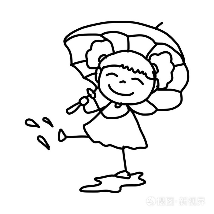 雨伞简笔画 小人图片