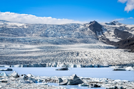 风景优美的冰川和冰岛湖观