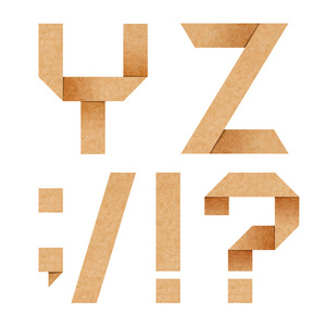 y，z 折纸字母从再生纸