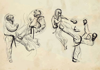 跆拳道图片跆拳道.手绘 (书法和垃圾) 矢量照片