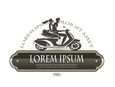 踩着滑板车的恩爱夫妻.矢量格式照片