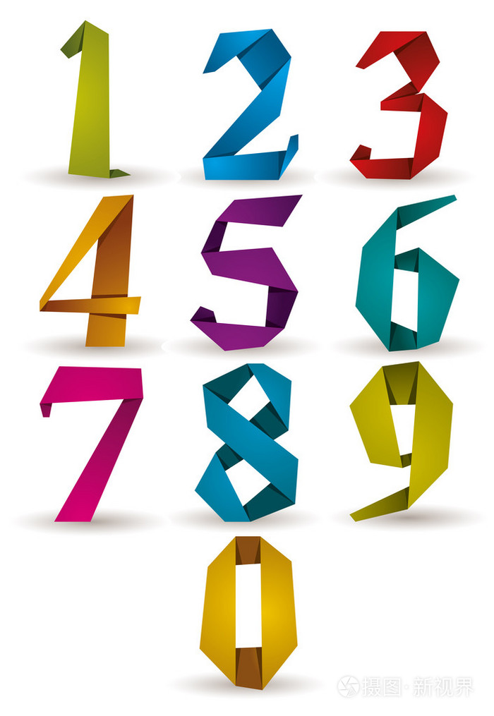 origamistyl00íselnastavenévektor折纸样式数字集矢量