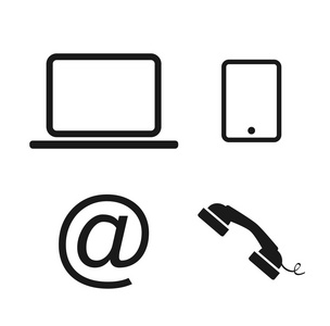 笔记本电脑电话和电子邮件图标