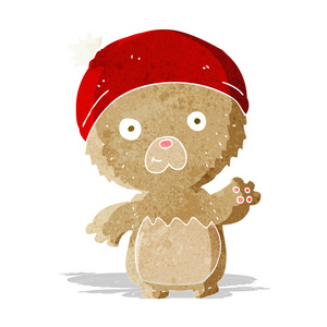 卡通可爱的泰迪熊在帽子里