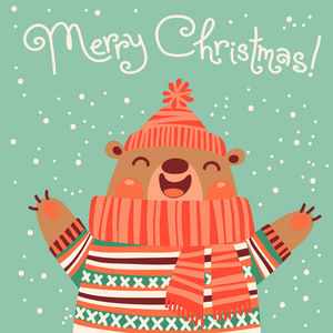 与可爱的棕熊的圣诞贺卡