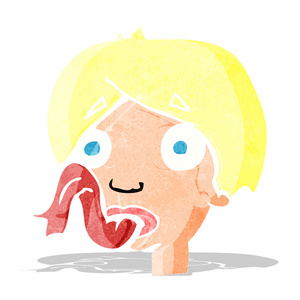 卡通形象的头部伸出舌头照片