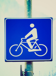 复古的外观的自行车车道标志