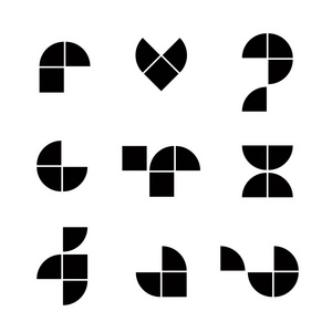抽象几何简单化图标集，矢量符号