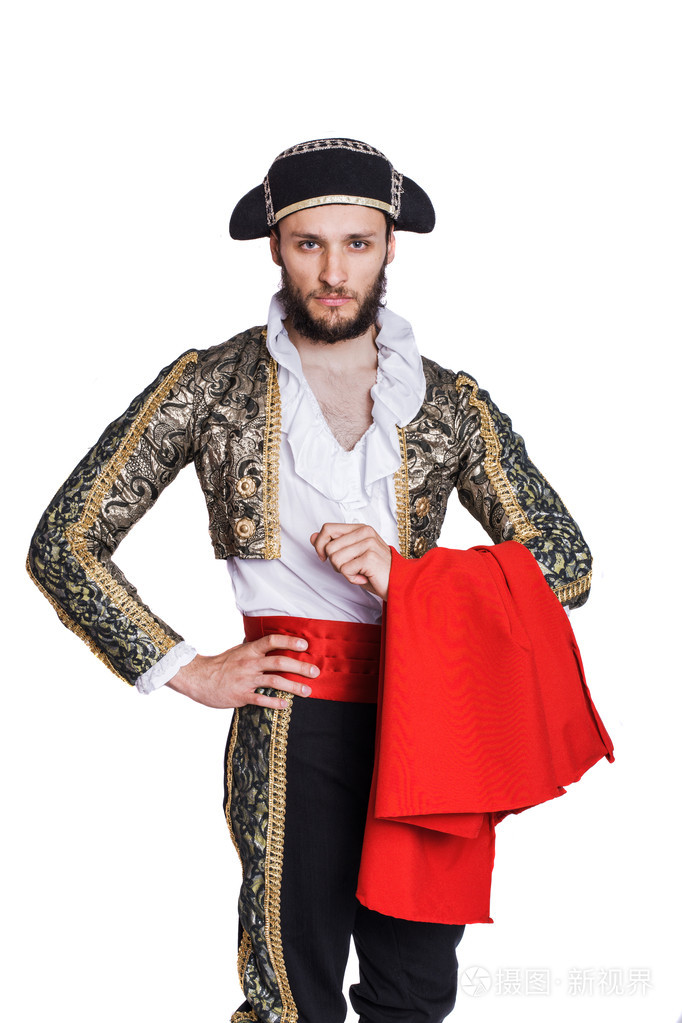 西班牙斗牛士穿着女装的男人