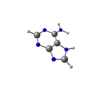 腺嘌呤分子上白色孤立