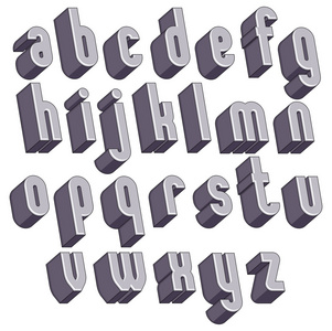 3d 几何加粗字体，单色三维字母表