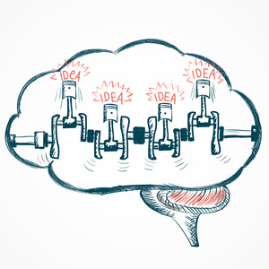 素描的脑，有发动机 想法
