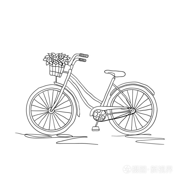 在白色背景上的复古自行车