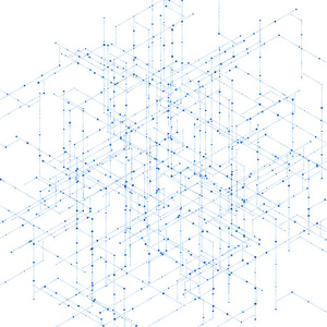 抽象的等距计算机生成的 3d 蓝图可视化行背景。技术突破的矢量图