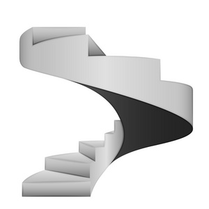 孤立的黑色和白色螺旋楼梯概念